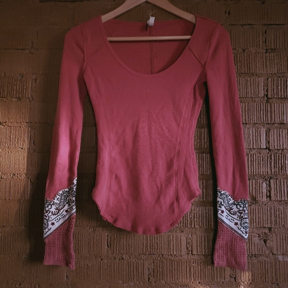 Free People Tops - Free People Orange Waffle Knit Ski Thermal